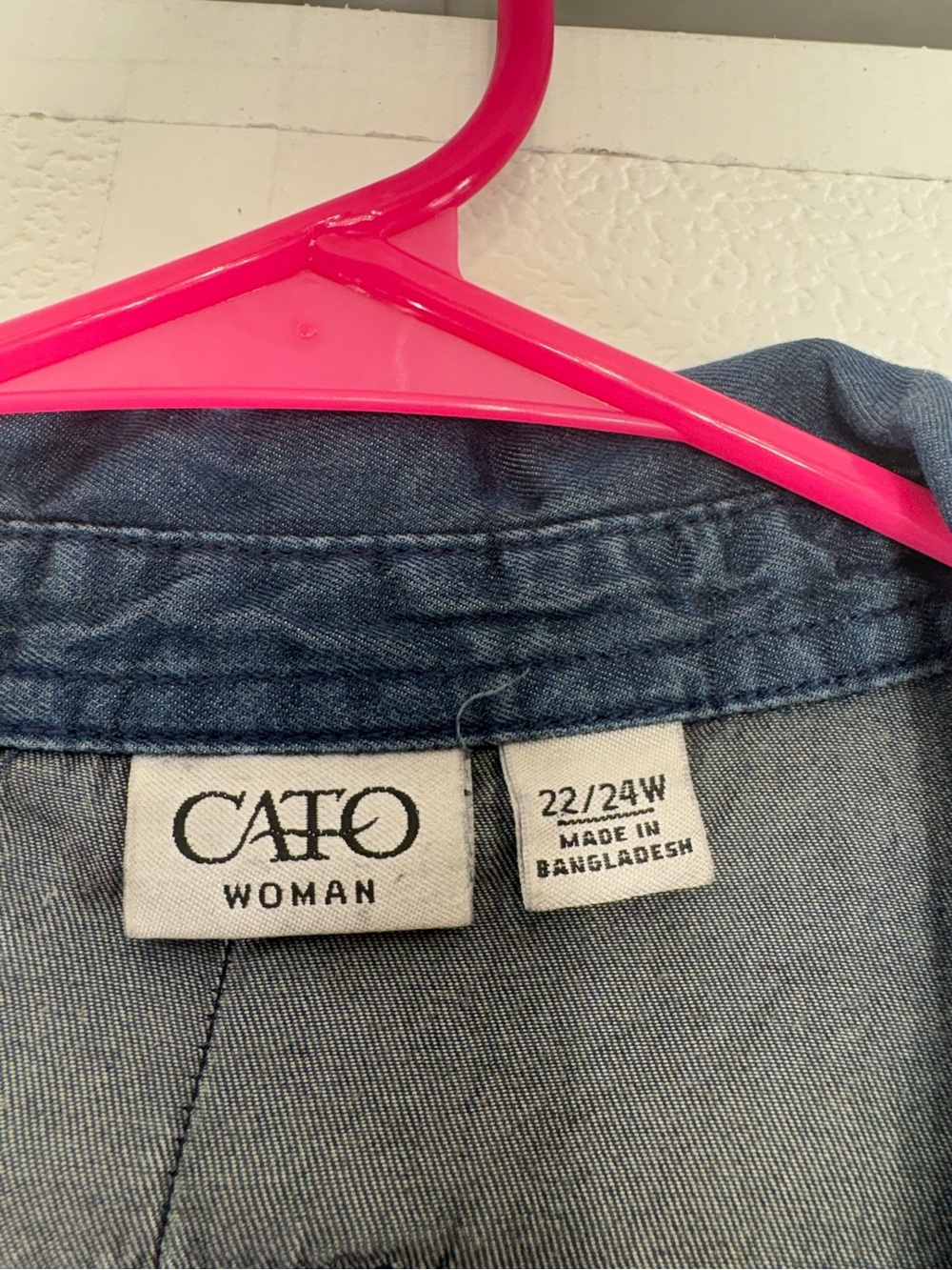 Cato Blue Denim-Style Ruffle Front Button-Down Shirt 4586 - Picture 5 of 10